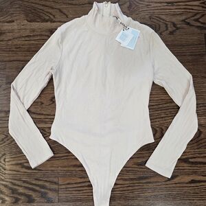 NWT By Egreis Ribbed Turtleneck Bodysuit Zipper Back Closure Size Medium